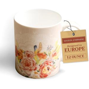 image:imageMaison d Hermine Coffee Mug with Handle Fine Bone China Mugs Pack of Two Tea Cups for Hot Beverages Cappuccino Latte Home Restaurant Gifts for Mothers day Christmas Tradition  Pack of 2 15 Ounce012  Ibiza  Beige  Rose