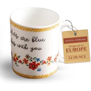 image:imageMaison d Hermine Coffee Mug with Handle Fine Bone China Mugs Pack of Two Tea Cups for Hot Beverages Cappuccino Latte Home Restaurant Gifts for Mothers day Christmas Tradition  Pack of 2 15 Ounce009  Happy Florals  Sweety Roses Are Red