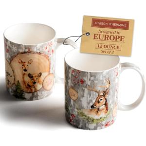 image:imageMaison d Hermine Coffee Mug with Handle Fine Bone China Mugs Pack of Two Tea Cups for Hot Beverages Cappuccino Latte Home Restaurant Gifts for Mothers day Christmas Tradition  Pack of 2 15 Ounce019  Mountain Life  Pack of 2