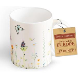 image:imageMaison d Hermine Coffee Mug with Handle Fine Bone China Mugs Pack of Two Tea Cups for Hot Beverages Cappuccino Latte Home Restaurant Gifts for Mothers day Christmas Tradition  Pack of 2 15 Ounce003  Botanical Fresh  Meadow
