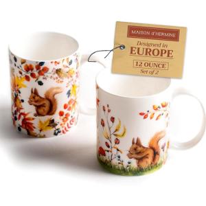 image:imageMaison d Hermine Coffee Mug with Handle Fine Bone China Mugs Pack of Two Tea Cups for Hot Beverages Cappuccino Latte Home Restaurant Gifts for Mothers day Christmas Tradition  Pack of 2 15 Ounce006  SousBois  Pack of 2
