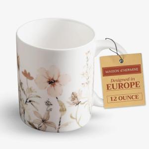 image:imageMaison d Hermine Coffee Mug with Handles Fine Bone China Mugs Pack of One Tea Cups for Hot Beverages Cappuccino Latte Home Restaurant Hotel Spring Summer Summer Floral  Cornflower 12 Ounce020  Ice Florals  Romantic Morning