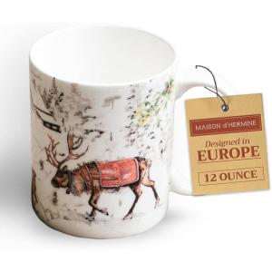 image:imageMaison d Hermine Coffee Mug with Handles Fine Bone China Mugs Pack of One Tea Cups for Hot Beverages Cappuccino Latte Home Restaurant Hotel Spring Summer Summer Floral  Cornflower 12 Ounce031  Christmas Tradition  Reindeer