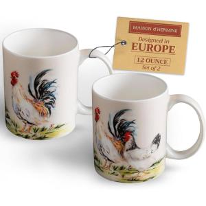 image:imageMaison d Hermine Coffee Mug with Handles Fine Bone China Mugs Pack of One Tea Cups for Hot Beverages Cappuccino Latte Home Restaurant Hotel Spring Summer Summer Floral  Cornflower 12 Ounce017  Campagne Pack of 2
