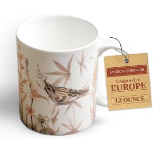 image:imageMaison d Hermine Coffee Mug with Handles Fine Bone China Mugs Pack of One Tea Cups for Hot Beverages Cappuccino Latte Home Restaurant Hotel Spring Summer Summer Floral  Cornflower 12 Ounce025  Meadow Florals Beige  Meadow Morning