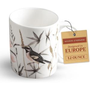 image:imageMaison d Hermine Coffee Mug with Handles Fine Bone China Mugs Pack of One Tea Cups for Hot Beverages Cappuccino Latte Home Restaurant Hotel Spring Summer Summer Floral  Cornflower 12 Ounce022  Meadow Florals  Brown Perfect Pasture