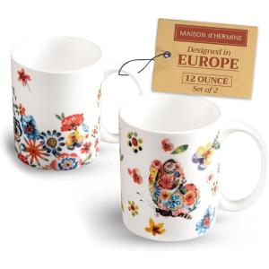 image:imageMaison d Hermine Coffee Mug with Handles Fine Bone China Mugs Pack of One Tea Cups for Hot Beverages Cappuccino Latte Home Restaurant Hotel Spring Summer Summer Floral  Cornflower 12 Ounce021  Happy Florals  High Summer Pack of 2