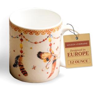 image:imageMaison d Hermine Coffee Mug with Handles Fine Bone China Mugs Pack of One Tea Cups for Hot Beverages Cappuccino Latte Home Restaurant Hotel Spring Summer Summer Floral  Cornflower 12 Ounce012  Ibiza  Beige  Feather