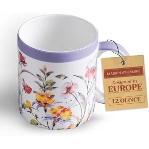 image:imageMaison d Hermine Coffee Mug with Handles Fine Bone China Mugs Pack of One Tea Cups for Hot Beverages Cappuccino Latte Home Restaurant Hotel Spring Summer Summer Floral  Cornflower 12 Ounce039  Summer Floral  Cornflower