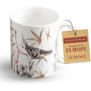 image:imageMaison d Hermine Coffee Mug with Handles Fine Bone China Mugs Pack of One Tea Cups for Hot Beverages Cappuccino Latte Home Restaurant Hotel Spring Summer Summer Floral  Cornflower 12 Ounce022  Meadow Florals  Brown Meadow Mornings