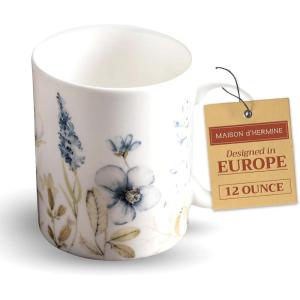 image:imageMaison d Hermine Coffee Mug with Handles Fine Bone China Mugs Pack of One Tea Cups for Hot Beverages Cappuccino Latte Home Restaurant Hotel Spring Summer Summer Floral  Cornflower 12 Ounce020  Ice Florals  Forsty Morning