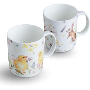 image:imageMaison d Hermine Coffee Mug with Handles Fine Bone China Mugs Pack of One Tea Cups for Hot Beverages Cappuccino Latte Home Restaurant Hotel Spring Summer Summer Floral  Cornflower 12 Ounce042  Easter Zest  Pack of 2