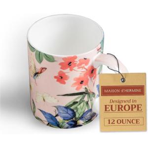 image:imageMaison d Hermine Coffee Mug with Handles Fine Bone China Mugs Pack of One Tea Cups for Hot Beverages Cappuccino Latte Home Restaurant Hotel Spring Summer Summer Floral  Cornflower 12 Ounce026  Canne  Fargesia