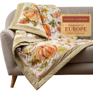 image:imageMaison d Hermine Throw Blanket for Couch Lightweight Soft Warm Breathable Cotton Throw Blankets for Bed Girls Boys Women Men Gifts Sofa Living Room Spring Summer Winter Mornings 50 X 60018  Pumpkin Passion