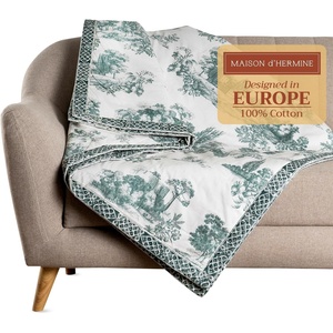 image:imageMaison d Hermine Throw Blanket for Couch Lightweight Soft Warm Breathable Cotton Throw Blankets for Bed Girls Boys Women Men Gifts Sofa Living Room Spring Summer Winter Mornings 50 X 60025  Trianon  Blue Surf