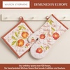 image:imageMaison d Hermine 100 Cotton Oven Mitt amp Pot Holder Set 75x13 amp 8x8 Heat Resistant BBQ Cooking Gloves with Loop Baking Grilling Kitchen Handling Hot Pans Vintage Harvest