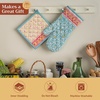 image:imageMaison d Hermine 100 Cotton Oven Mitt amp Pot Holder Set 75x13 amp 8x8 Heat Resistant BBQ Cooking Gloves with Loop Baking Grilling Kitchen Handling Hot Pans Carpo