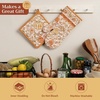 image:imageMaison d Hermine 100 Cotton Oven Mitt amp Pot Holder Set 75x13 amp 8x8 Heat Resistant BBQ Cooking Gloves with Loop Baking Grilling Kitchen Handling Hot Pans Pumpkin Spice
