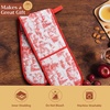 image:imageMaison d Hermine Double Oven Mitt 7 x 35 100 Cotton Heat Resistant BBQ Cooking Gloves with Loop for Thanksgiving Christmas Decorations Baking Cooking Barbeque Handling Hot Pan Winter Jouy