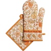 image:imageMaison d Hermine 100 Cotton Oven Mitt amp Pot Holder Set 75x13 amp 8x8 Heat Resistant BBQ Cooking Gloves with Loop Baking Grilling Kitchen Handling Hot Pans Pumpkin Spice