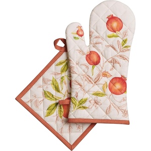 image:imageMaison d Hermine 100 Cotton Oven Mitt amp Pot Holder Set 75x13 amp 8x8 Heat Resistant BBQ Cooking Gloves with Loop Baking Grilling Kitchen Handling Hot Pans Vintage Harvest