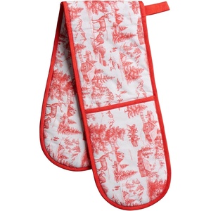image:imageMaison d Hermine Double Oven Mitt 7 x 35 100 Cotton Heat Resistant BBQ Cooking Gloves with Loop for Thanksgiving Christmas Decorations Baking Cooking Barbeque Handling Hot Pan Winter Jouy