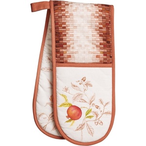 image:imageMaison d Hermine Double Oven Mitts 100 Cotton 7x35 Double Oven Mitt Heat Resistant BBQ Cooking Gloves with Loop Baking Grilling Home Kitchen Handling Hot Pans Vintage Harvest
