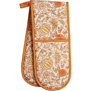 image:imageMaison d Hermine Double Oven Mitts 100 Cotton 7x35 Double Oven Mitt Heat Resistant BBQ Cooking Gloves with Loop Baking Grilling Home Kitchen Handling Hot Pans Pumpkin Spice