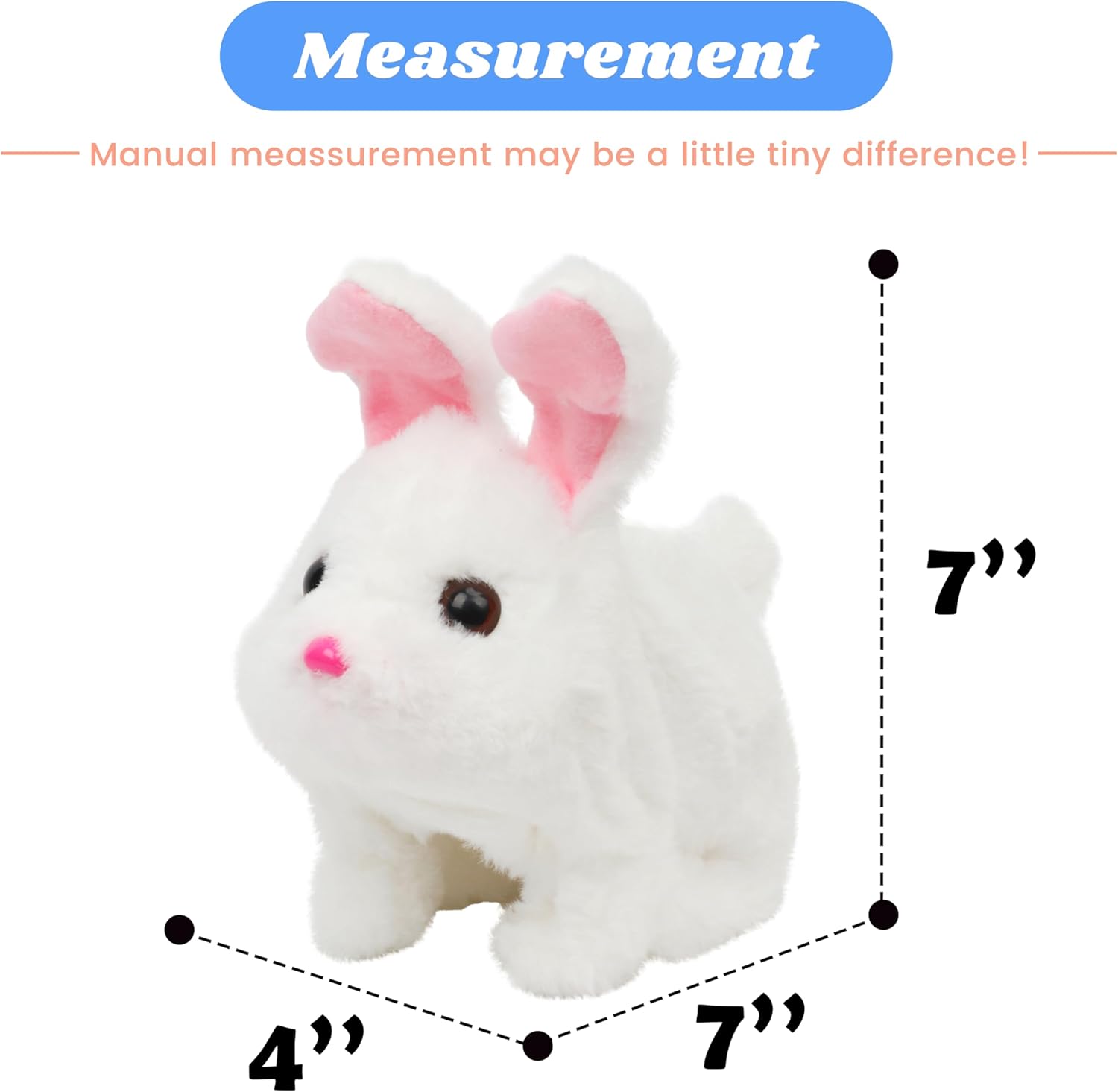 Coniglietto Interattivo Hopearl Hopping, Peluche Elettronico Con Salti E Suoni, Orecchie Che Si Muovono, Regalo Per Bambini 3+ (Bianco)