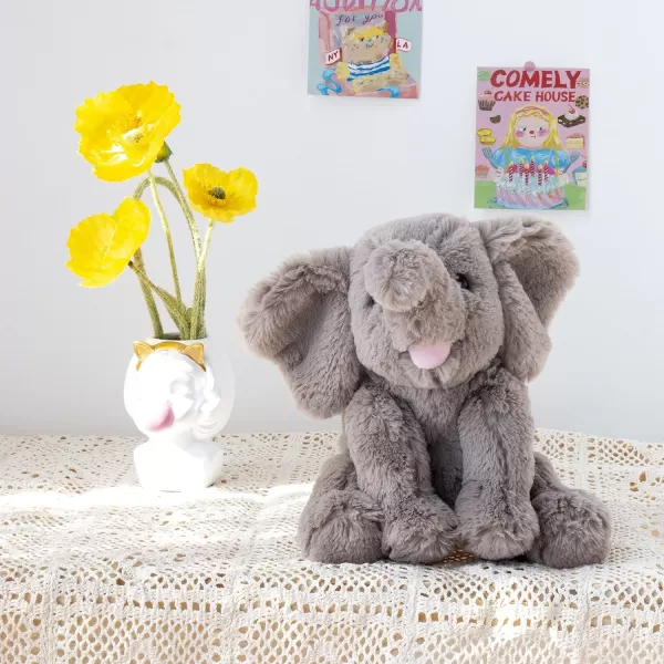 Hopearl Adorable Plush Calf Elephant Toy Floppy Elephish Ultra Soft Stuffed Animal for Boys Girls Kids Toddlers Blue 9Gray