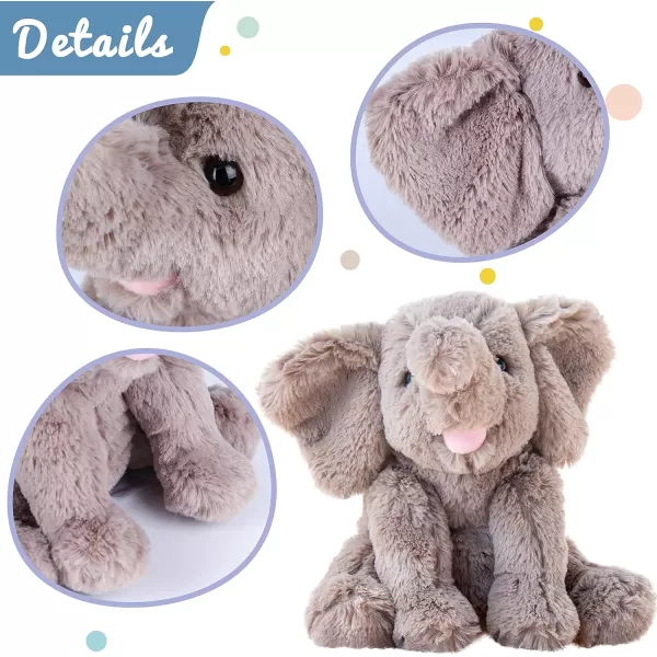 Hopearl Adorable Plush Calf Elephant Toy Floppy Elephish Ultra Soft Stuffed Animal for Boys Girls Kids Toddlers Blue 9Gray