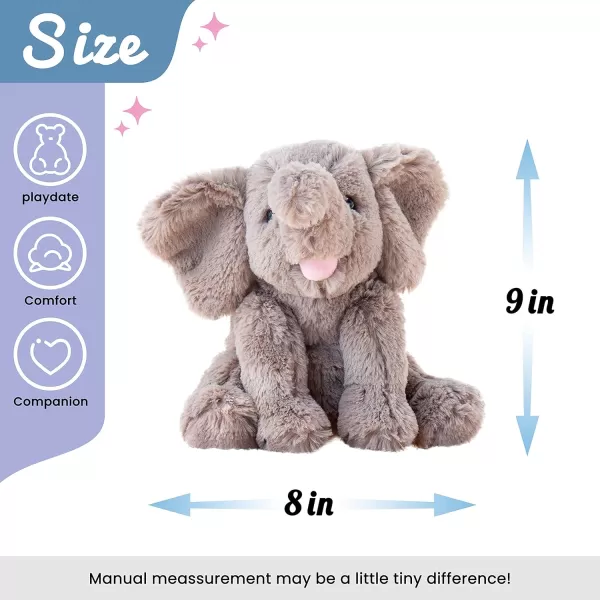 Hopearl Adorable Plush Calf Elephant Toy Floppy Elephish Ultra Soft Stuffed Animal for Boys Girls Kids Toddlers Blue 9Gray