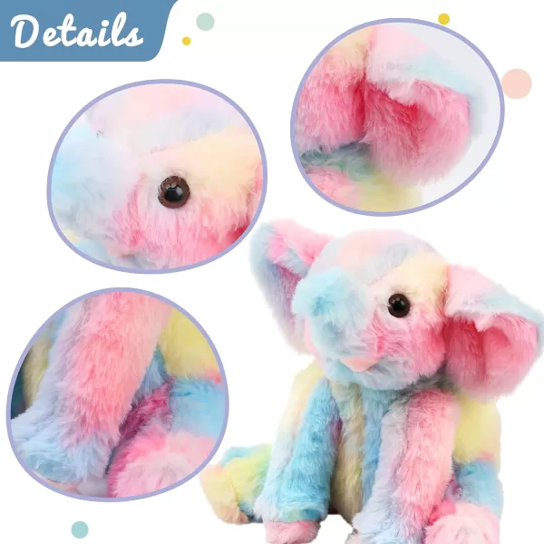 Hopearl Adorable Plush Calf Elephant Toy Floppy Elephish Ultra Soft Stuffed Animal for Boys Girls Kids Toddlers Blue 9Multicolored