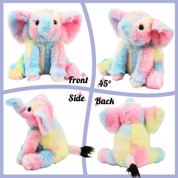 Hopearl Adorable Plush Calf Elephant Toy Floppy Elephish Ultra Soft Stuffed Animal for Boys Girls Kids Toddlers Blue 9Multicolored