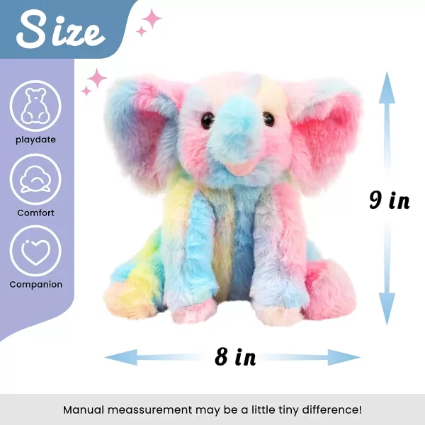 Hopearl Adorable Plush Calf Elephant Toy Floppy Elephish Ultra Soft Stuffed Animal for Boys Girls Kids Toddlers Blue 9Multicolored