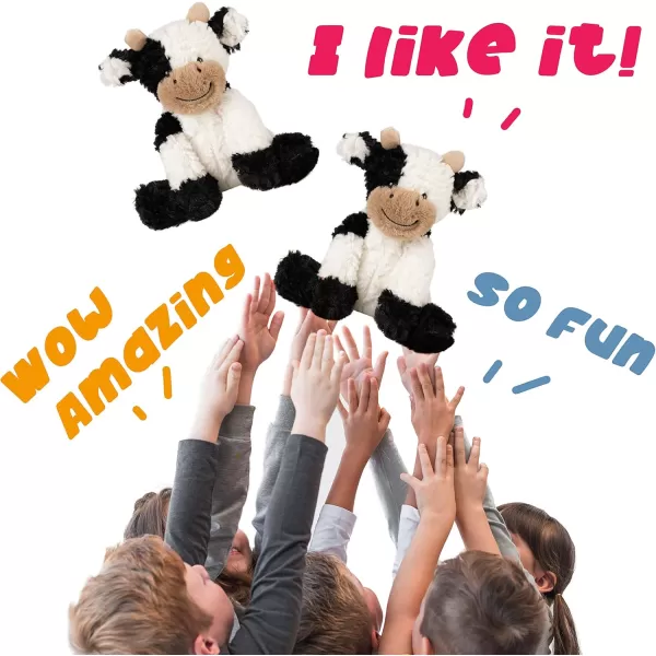 Hopearl Adorable Plush Cow Toy Floppy Dairy Cattle Soft Stuffed Animal Cute Birthday for Boys Girls Kids Toddlers Dark Brown 9Black and White