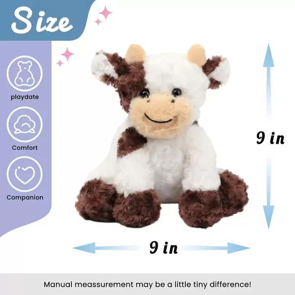 Hopearl Adorable Plush Cow Toy Floppy Dairy Cattle Soft Stuffed Animal Cute Birthday for Boys Girls Kids Toddlers Dark Brown 9Brown