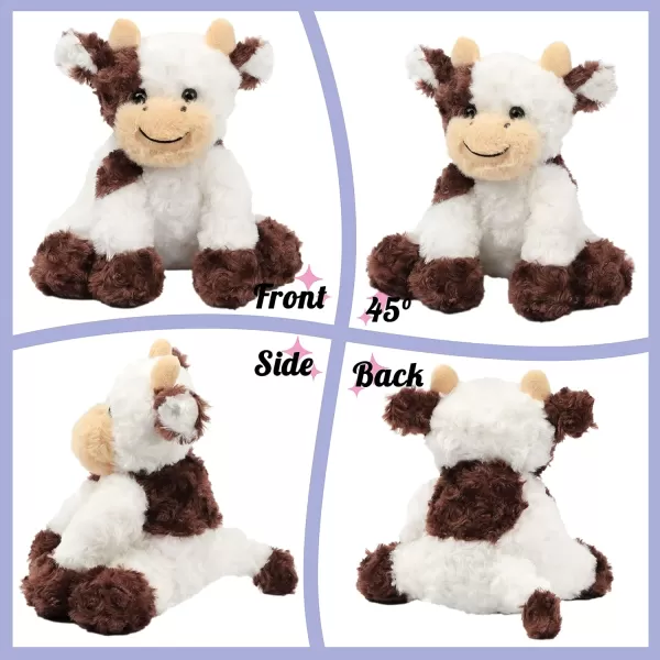 Hopearl Adorable Plush Cow Toy Floppy Dairy Cattle Soft Stuffed Animal Cute Birthday for Boys Girls Kids Toddlers Dark Brown 9Brown