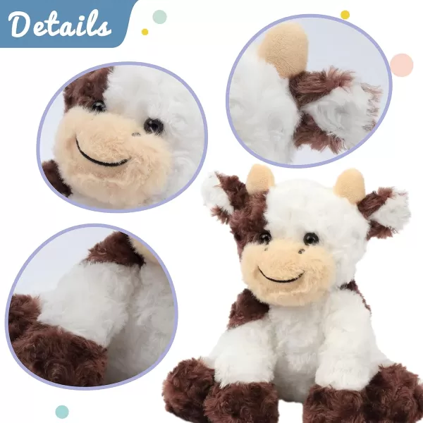 Hopearl Adorable Plush Cow Toy Floppy Dairy Cattle Soft Stuffed Animal Cute Birthday for Boys Girls Kids Toddlers Dark Brown 9Brown