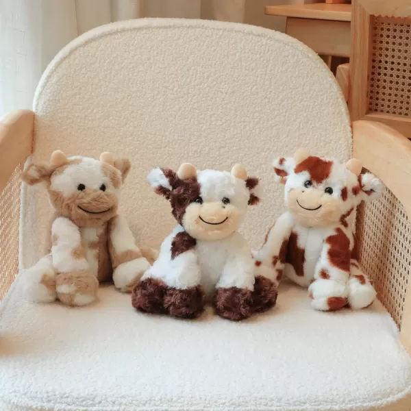 Hopearl Adorable Plush Cow Toy Floppy Dairy Cattle Soft Stuffed Animal Cute Birthday for Boys Girls Kids Toddlers Dark Brown 9Brown