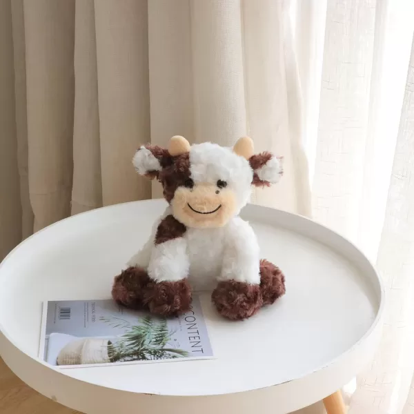 Hopearl Adorable Plush Cow Toy Floppy Dairy Cattle Soft Stuffed Animal Cute Birthday for Boys Girls Kids Toddlers Dark Brown 9Brown