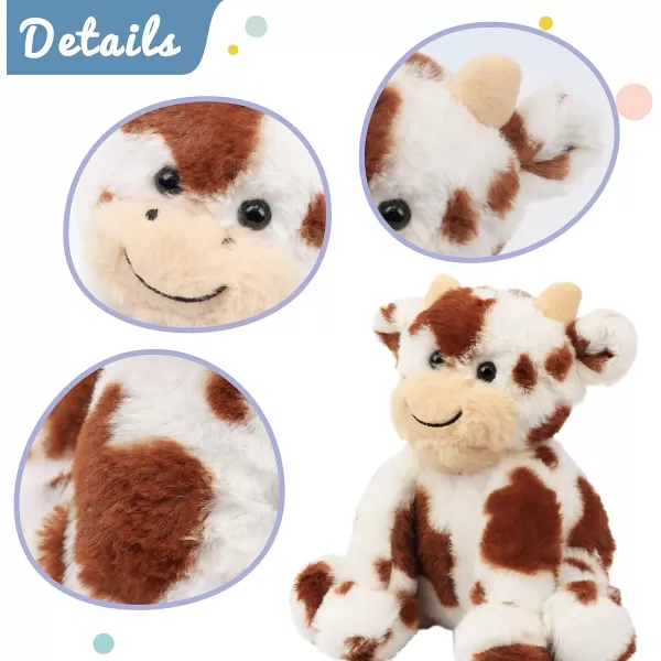 Hopearl Adorable Plush Cow Toy Floppy Dairy Cattle Soft Stuffed Animal Cute Birthday for Boys Girls Kids Toddlers Dark Brown 9Dark Brown