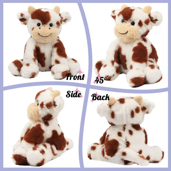 Hopearl Adorable Plush Cow Toy Floppy Dairy Cattle Soft Stuffed Animal Cute Birthday for Boys Girls Kids Toddlers Dark Brown 9Dark Brown