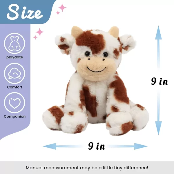 Hopearl Adorable Plush Cow Toy Floppy Dairy Cattle Soft Stuffed Animal Cute Birthday for Boys Girls Kids Toddlers Dark Brown 9Dark Brown