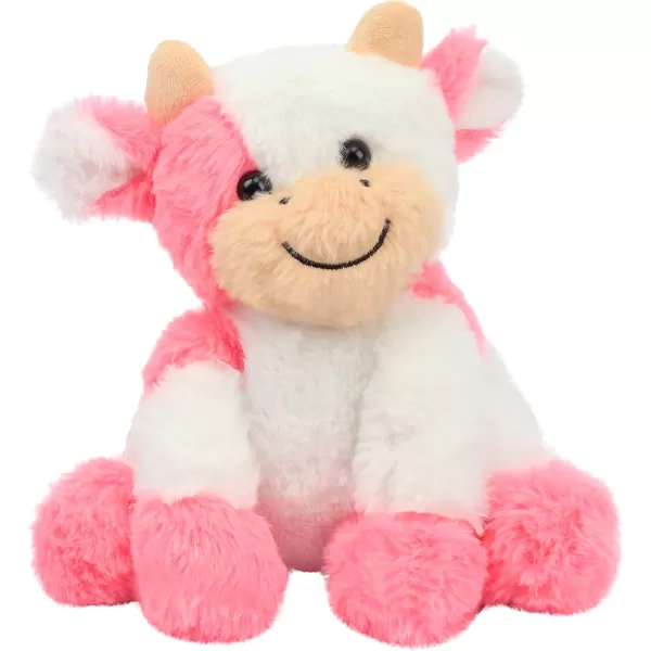 Hopearl Adorable Plush Cow Toy Floppy Dairy Cattle Soft Stuffed Animal Cute Birthday for Boys Girls Kids Toddlers Dark Brown 9Pink