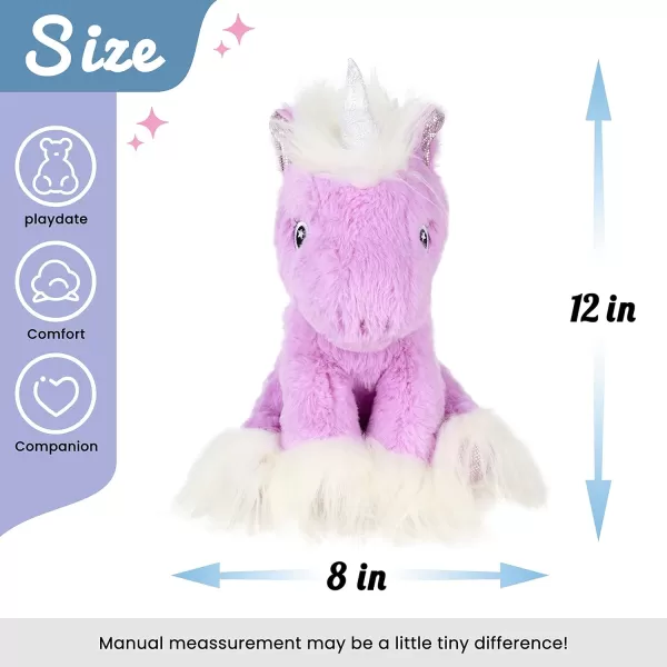 Hopearl Adorable Unicorn Plush Toy Floppy Soft Stuffed Animal Unicorn with Long Plush Cute Birthday for Girls Kids Toddlers Purple 12