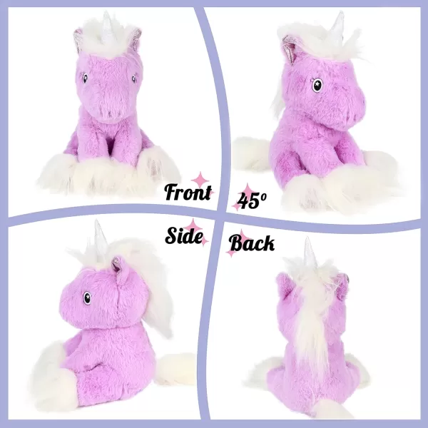 Hopearl Adorable Unicorn Plush Toy Floppy Soft Stuffed Animal Unicorn with Long Plush Cute Birthday for Girls Kids Toddlers Purple 12