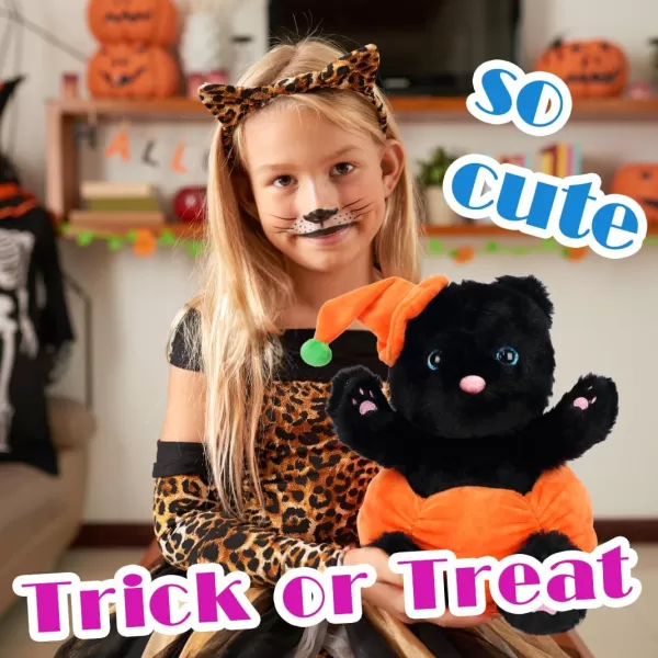 Hopearl Halloween Pumpkin Black Cat Stuffed Animal Kitty in Detachable Pumpkin Plush Toy Festival Gifts for Kids 95Black Cat