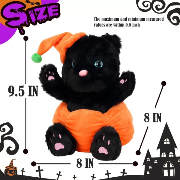 Hopearl Halloween Pumpkin Black Cat Stuffed Animal Kitty in Detachable Pumpkin Plush Toy Festival Gifts for Kids 95Black Cat