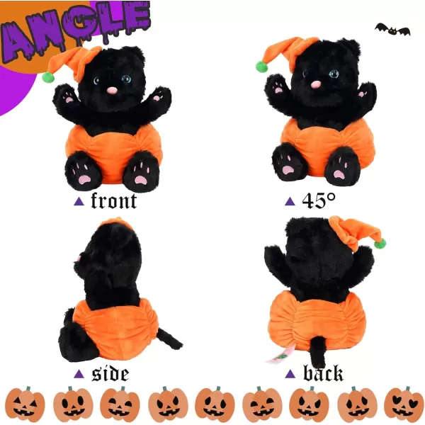 Hopearl Halloween Pumpkin Black Cat Stuffed Animal Kitty in Detachable Pumpkin Plush Toy Festival Gifts for Kids 95Black Cat